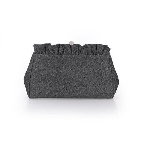 Ria Sparkle Jacquard Ruffle Top Clutch
