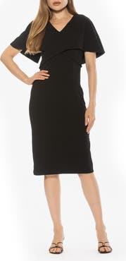 Alexia Admor Noor Wrap Bodice Midi Sheath Dress