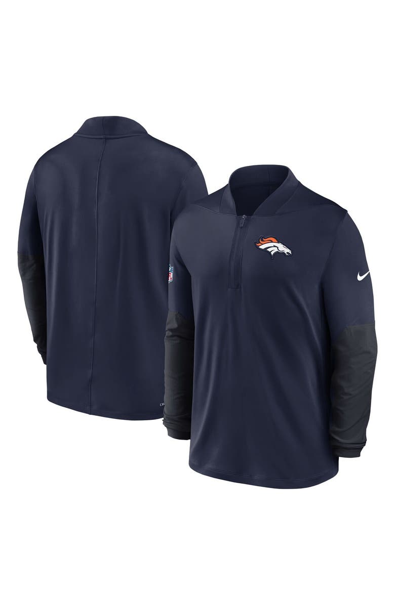 Nike Men's Nike Navy Denver Broncos Sideline Dri-FIT Half-Zip Pullover, Alternate, color, Navy