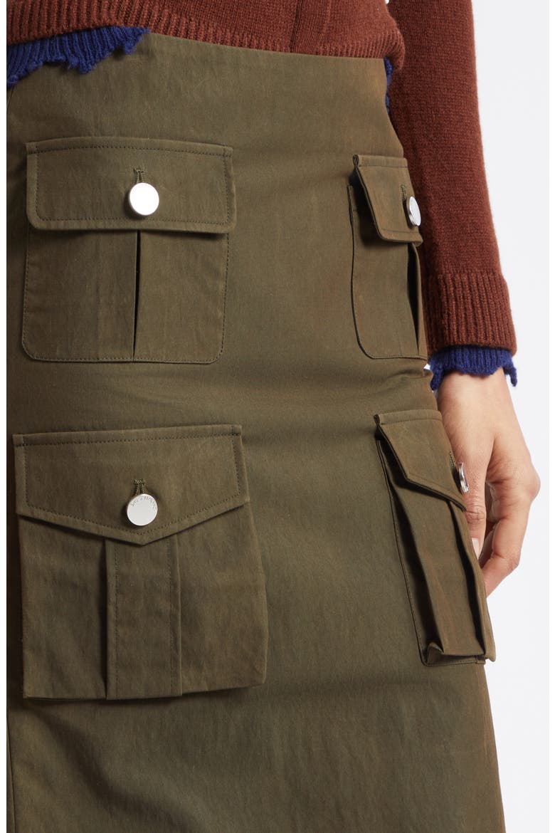 Multipocket Cotton Blend Utility Midi Skirt, Alternate, color, GREEN
