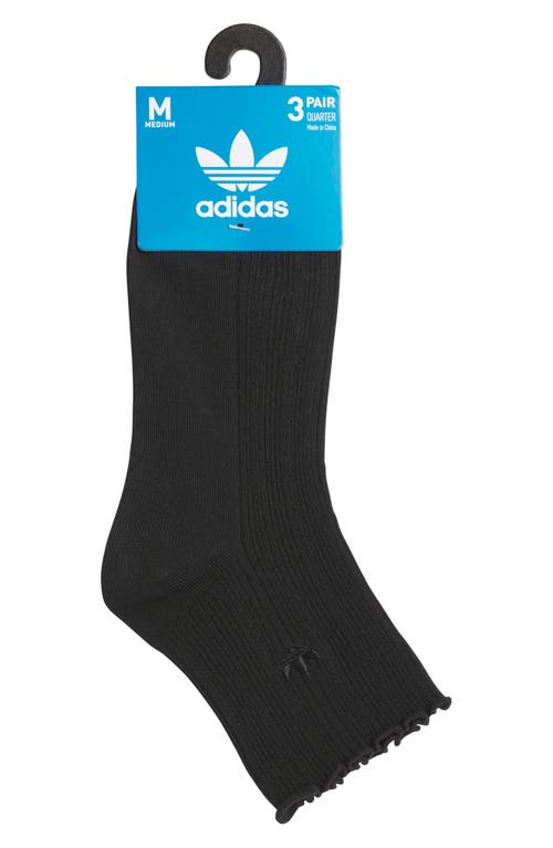 Adidas Originals Adidas Assorted 3-pack Ruffle Rib Ankle Socks In Black