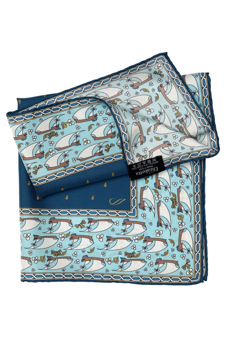 Ostia - Silk Pocket Square for Men, Alternate, color, Navy