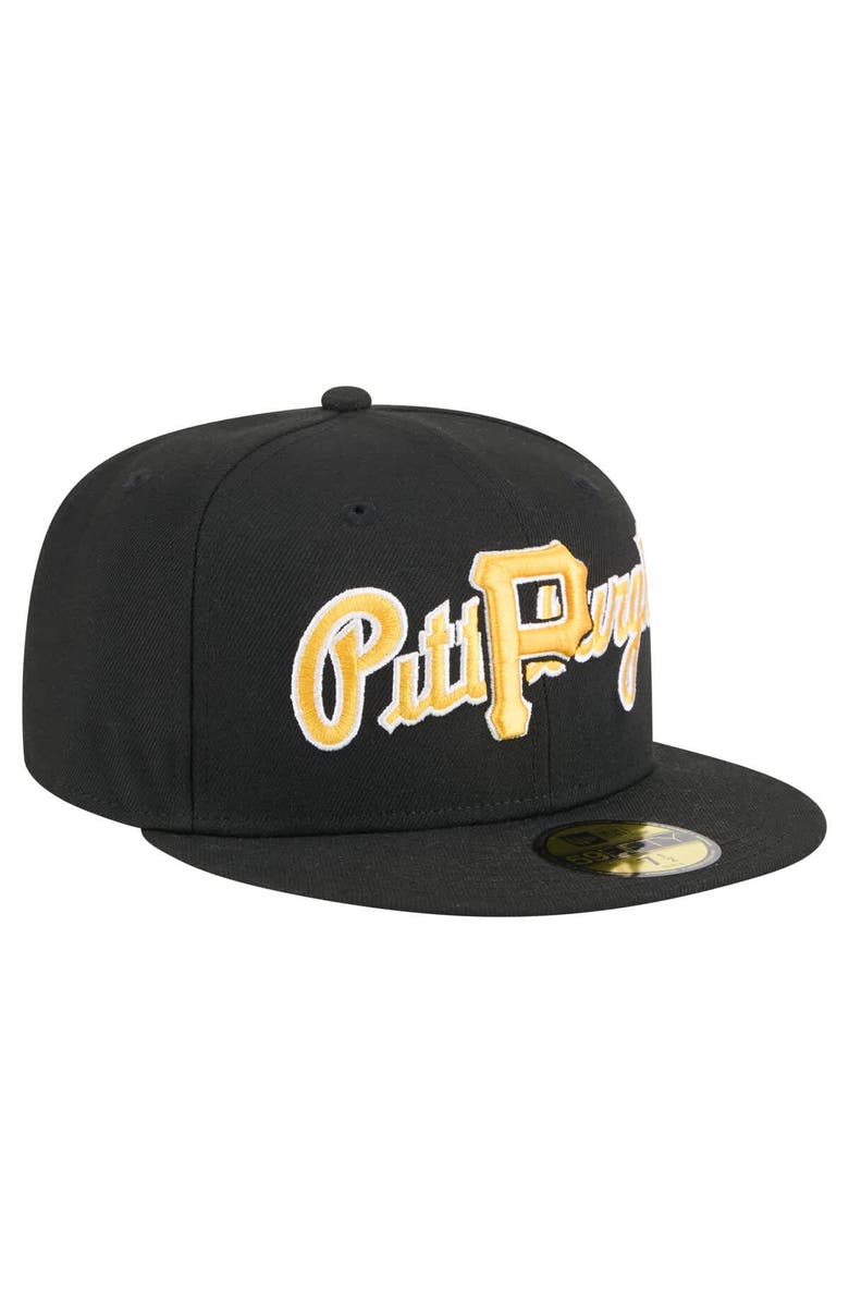 New Era Men's New Era Black Pittsburgh Pirates Overlap 59FIFTY Fitted Hat, Alternate, color, Black