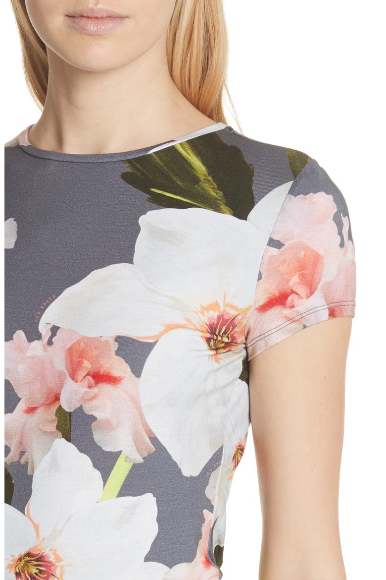 Chatsworth Bloom Fitted Tee, Alternate, color, GREY