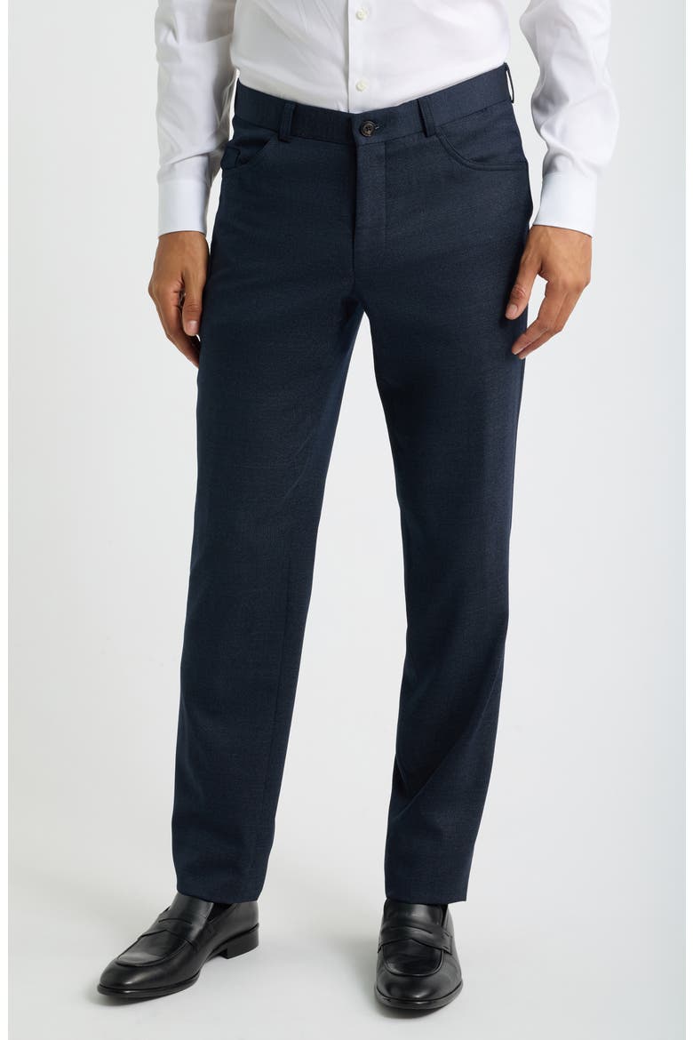 Wool Melange Stretch Five Pocket Pants, Main, color, NAVY