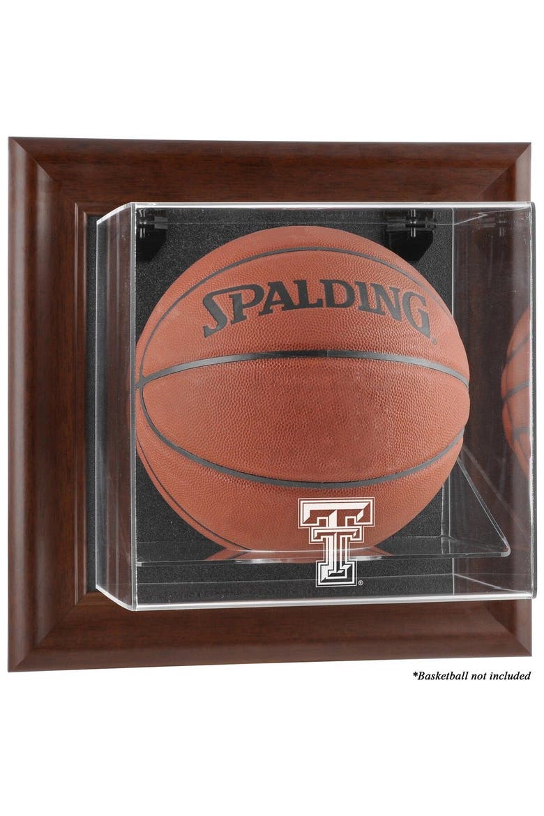 Texas Tech Red Raiders Brown Framed Wall-Mountable Basketball Display Case, Main, color, Brown