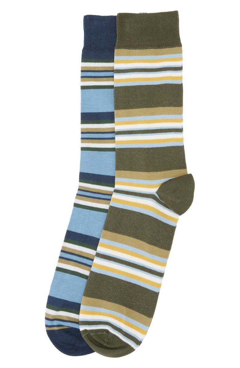Barbour Assorted 2-Pack Summer Stripe Cotton Blend Dress Socks, Main, color, 