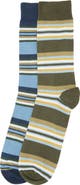 Barbour Assorted 2-Pack Summer Stripe Cotton Blend Dress Socks