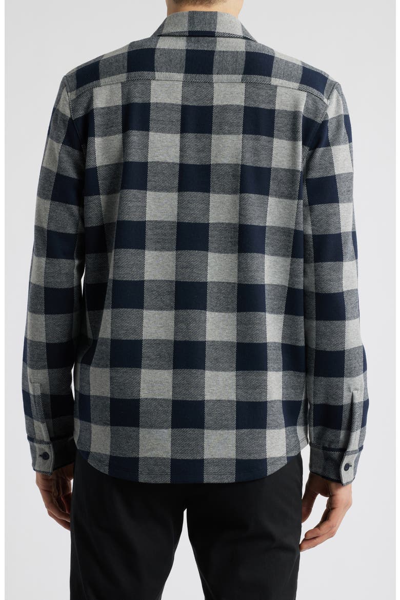 Plaid Knit Button-Up Shirt Jacket, Alternate, color, COASTAL/ HEATHER GREY