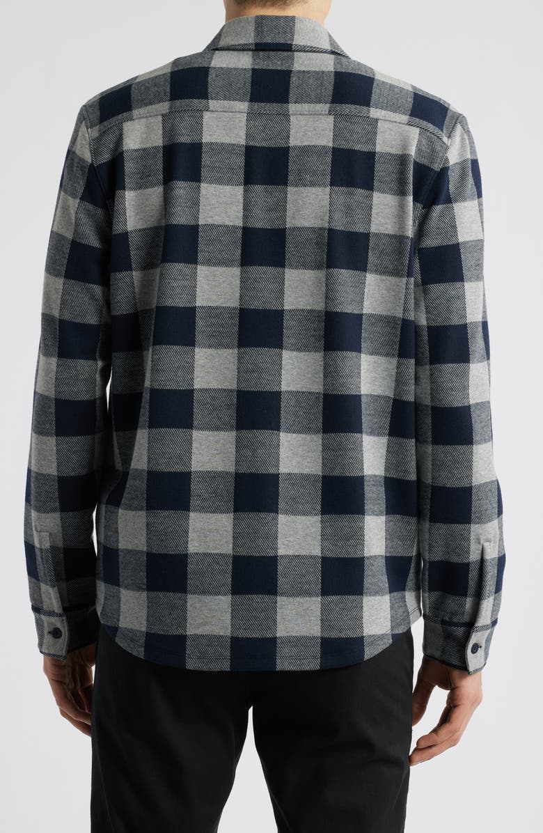 Vince Plaid Knit Button-Up Shirt Jacket, Alternate, color, Coastal/ Heather Grey