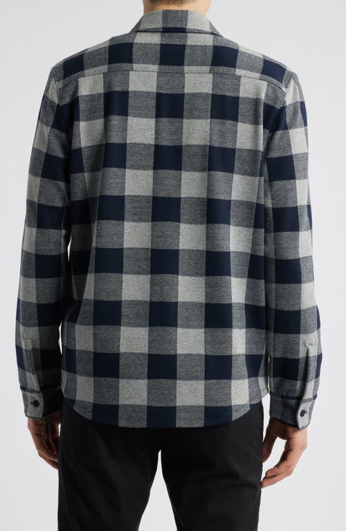 Vince Plaid Knit Button-up Shirt Jacket In Gray