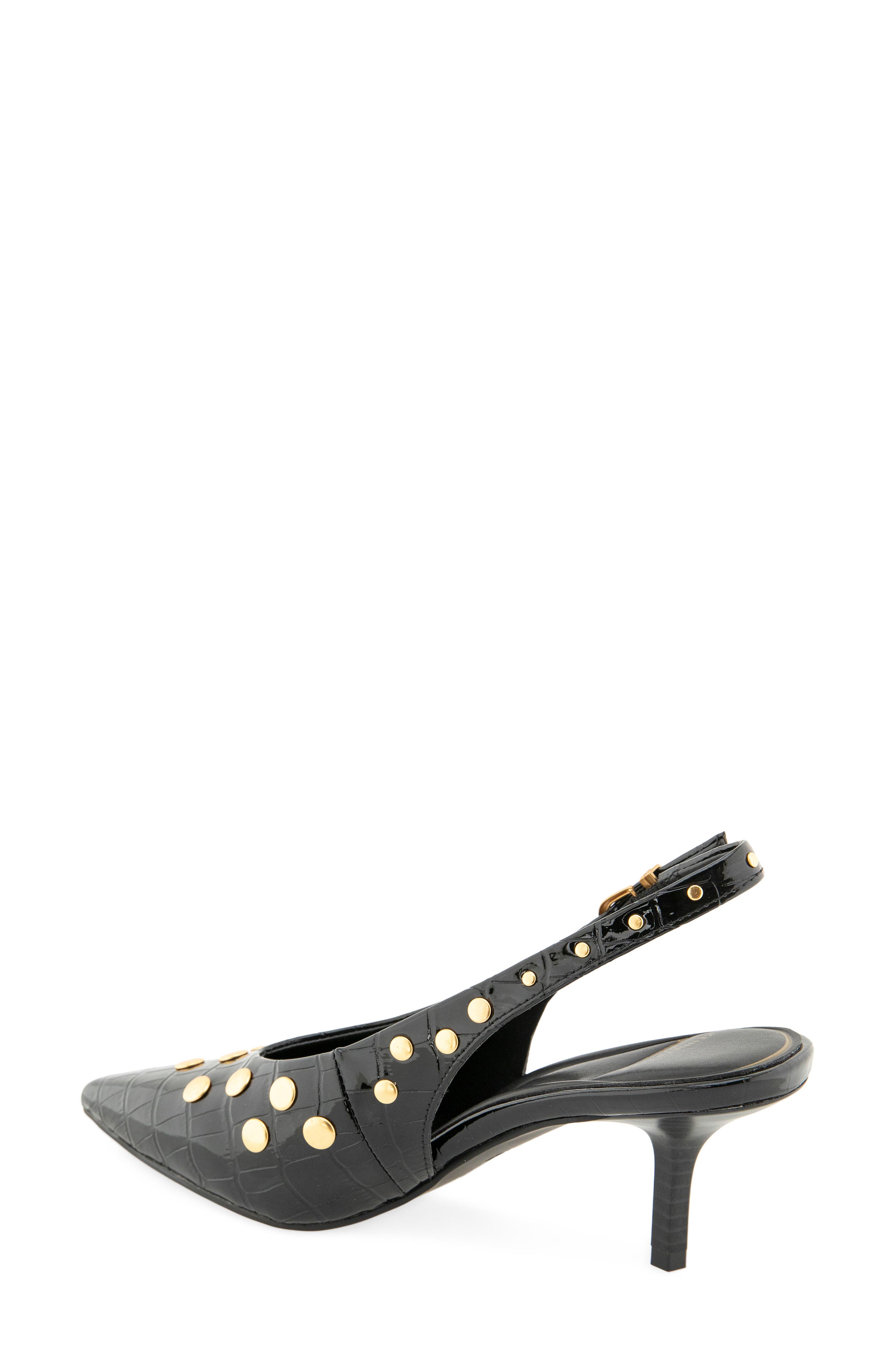 Ulysses Faux Leather Croc Embossed Pointed Toe Slingback Pump, Alternate, color, BLACK CROCO