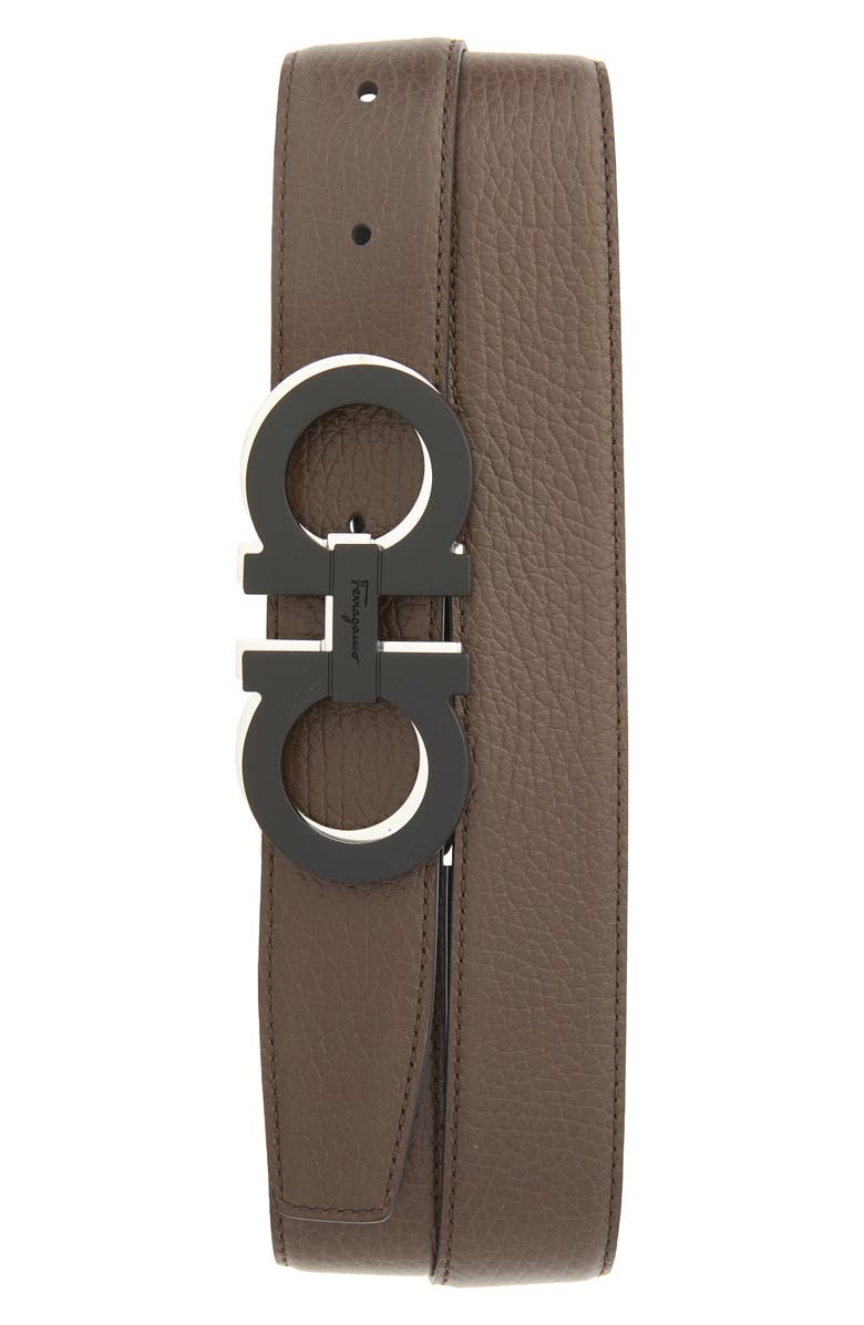 FERRAGAMO Double Gancio Reversible Calfskin Leather Belt, Alternate, color, 