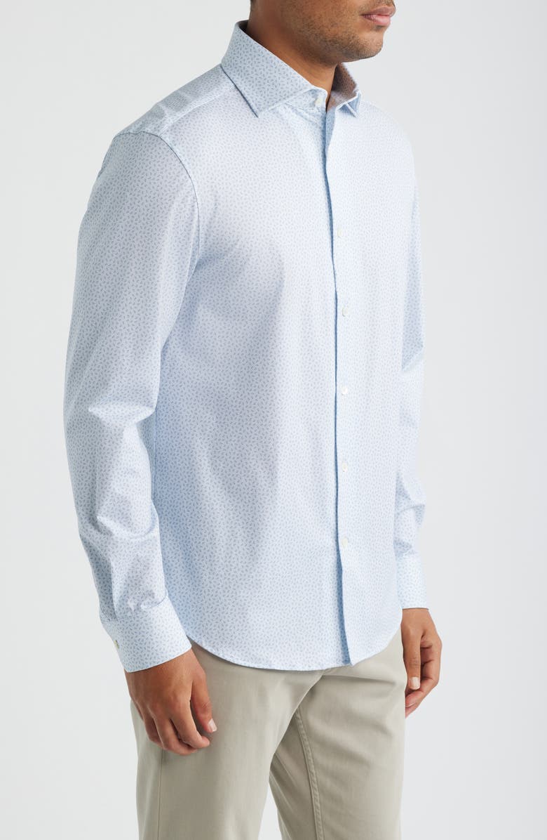 Bugatchi Devon OoohCotton<sup>®</sup> Paisley Print Long Sleeve Button-Up Shirt, Alternate, color, Air Blue