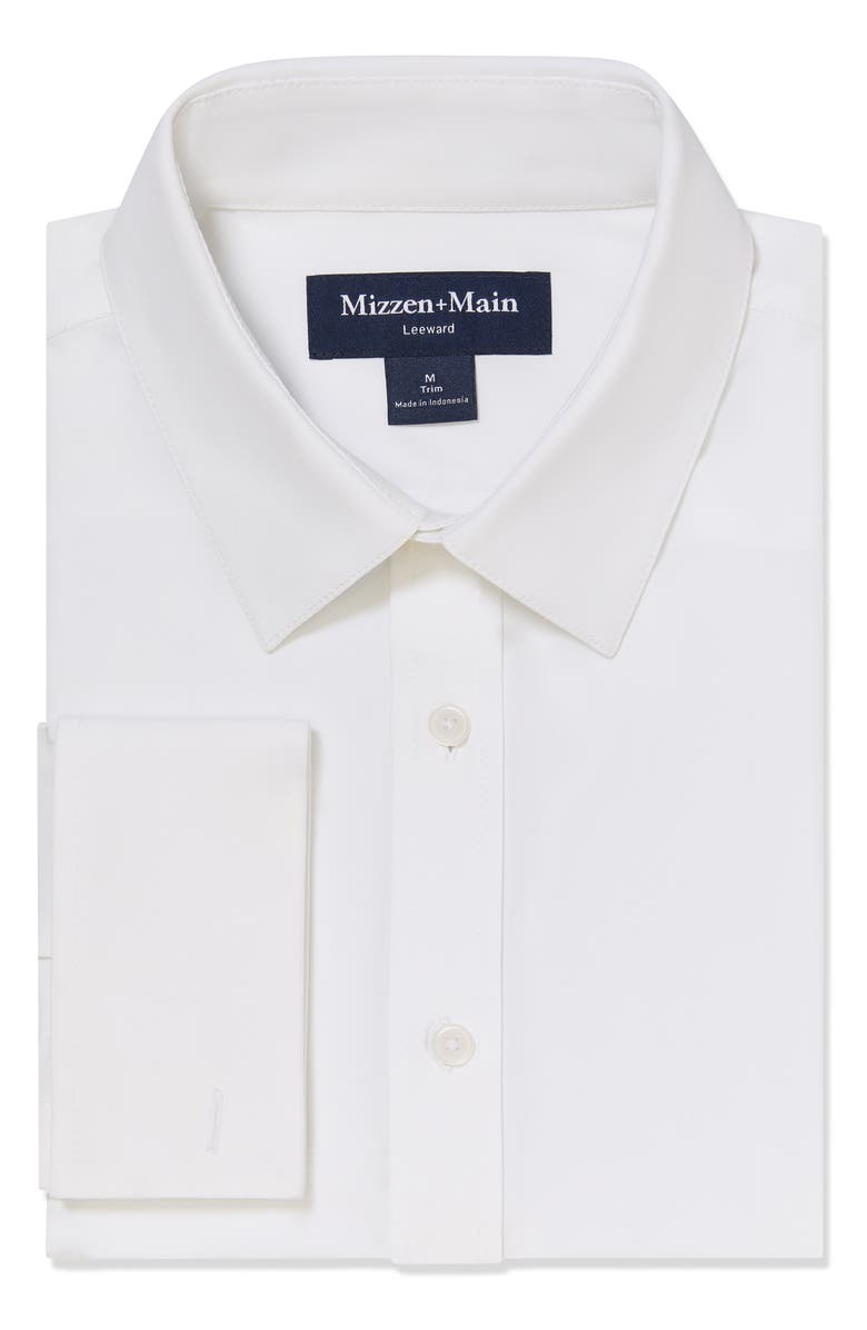 Mizzen+Main Leeward Trim Fit White Stretch Tuxedo Shirt, Alternate, color, White Solid