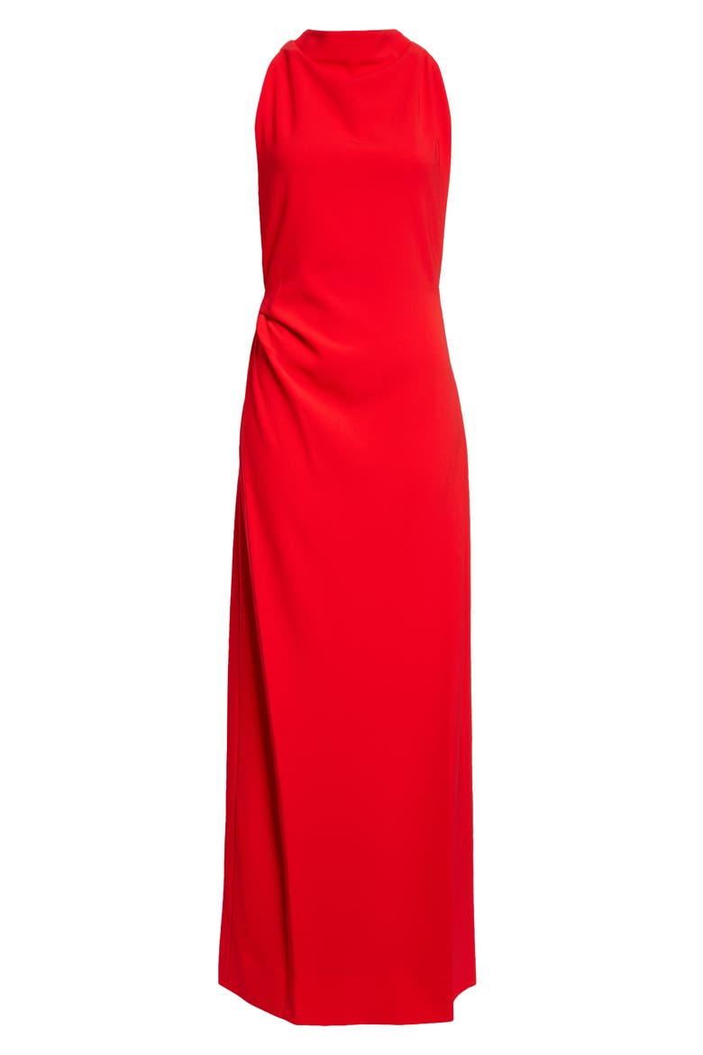 Faye Draped Backless Gown, Alternate, color, RED