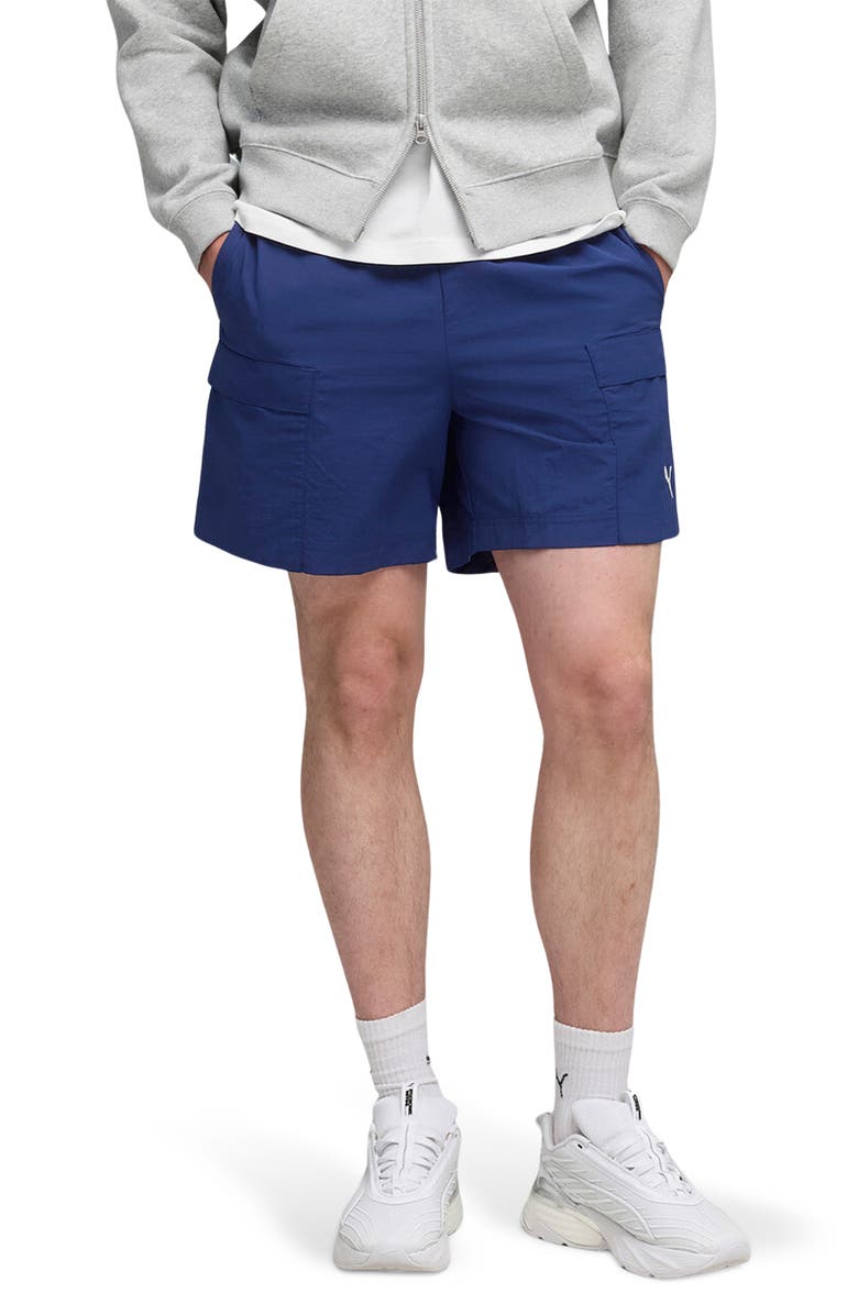 PUMA Wardrobe Essentials Relaxed Cargo Shorts, Main, color, Blue Jewel