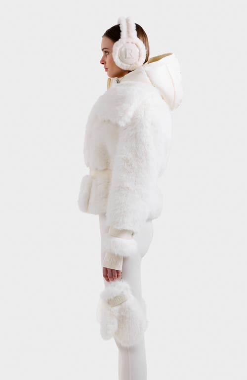 Rudsak Chloe Faux Fur Jacket With Puffer Hood In White