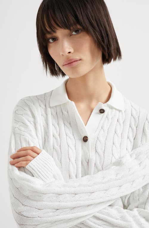 Brunello Cucinelli Dazzling Cables Sweater In White