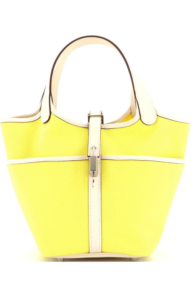 Pre-Owned Hermes Cargo Picotin Lock Bag Canvas and Swift PM, Main, color, Jaune Citron