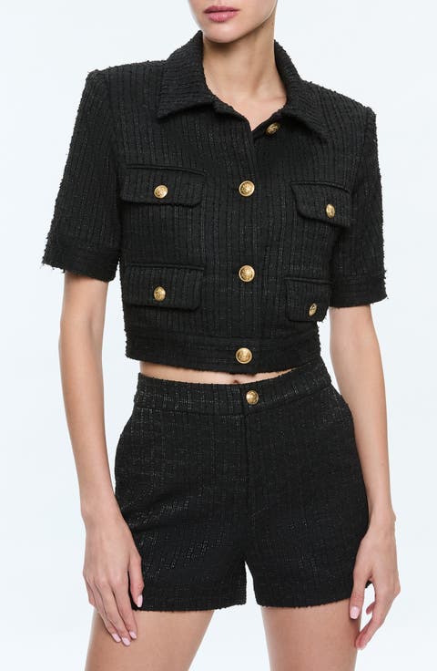 Elle Metallic Tweed Crop Jacket