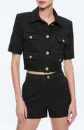 Alice + Olivia Elle Metallic Tweed Crop Jacket