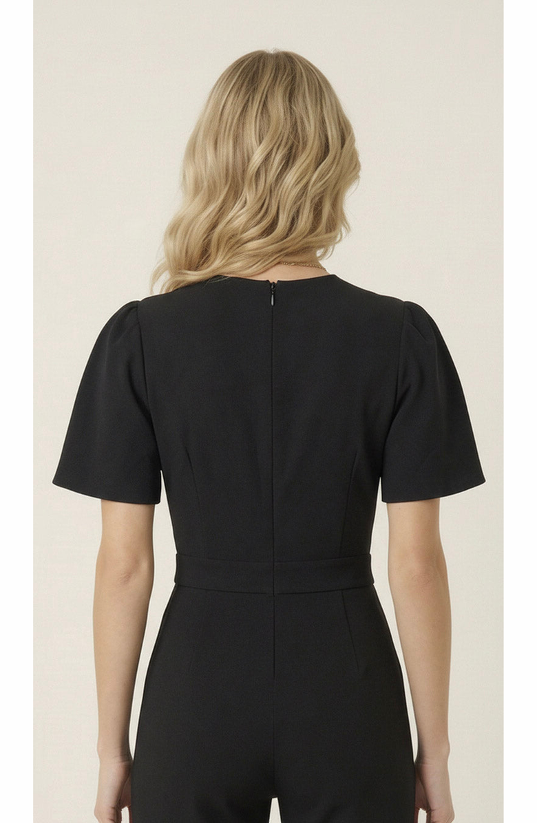 Modenaire Embellished Cutout Flared Leg Jumpsuit, Alternate, color, Black