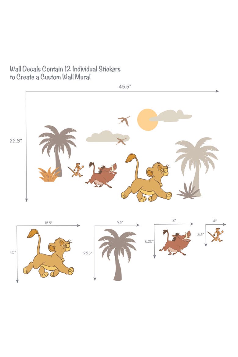 Disney Baby Lion King Safari Mural-Like Wall Decals/Stickers, Alternate, color, Brown