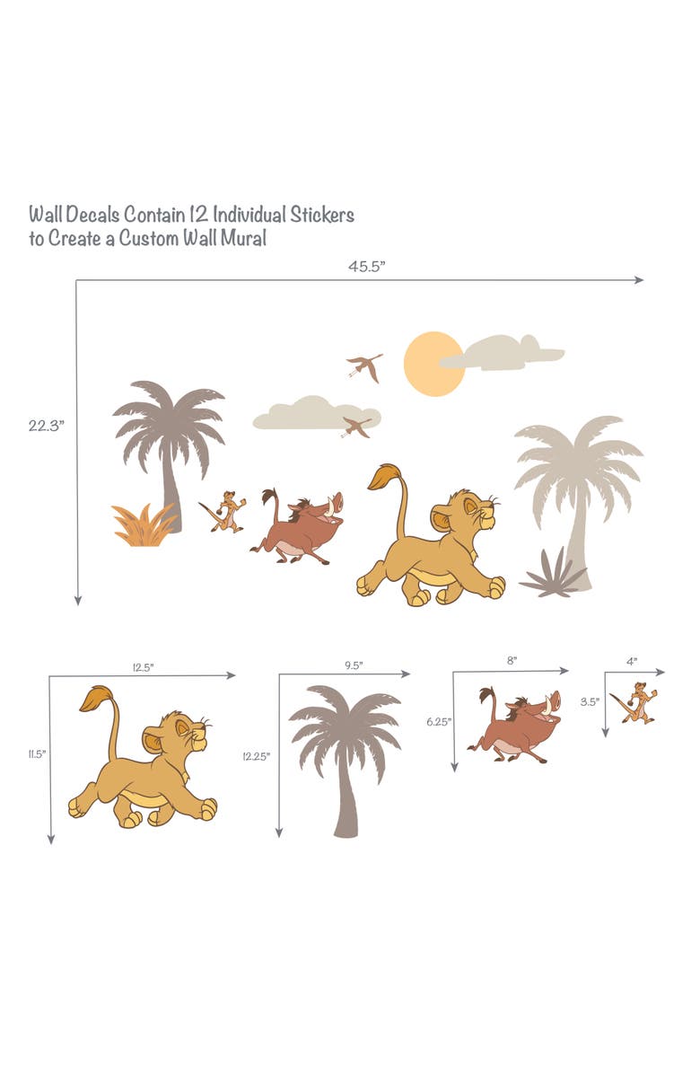 Lambs & Ivy Disney Baby Lion King Safari Mural-Like Wall Decals/Stickers, Alternate, color, Brown