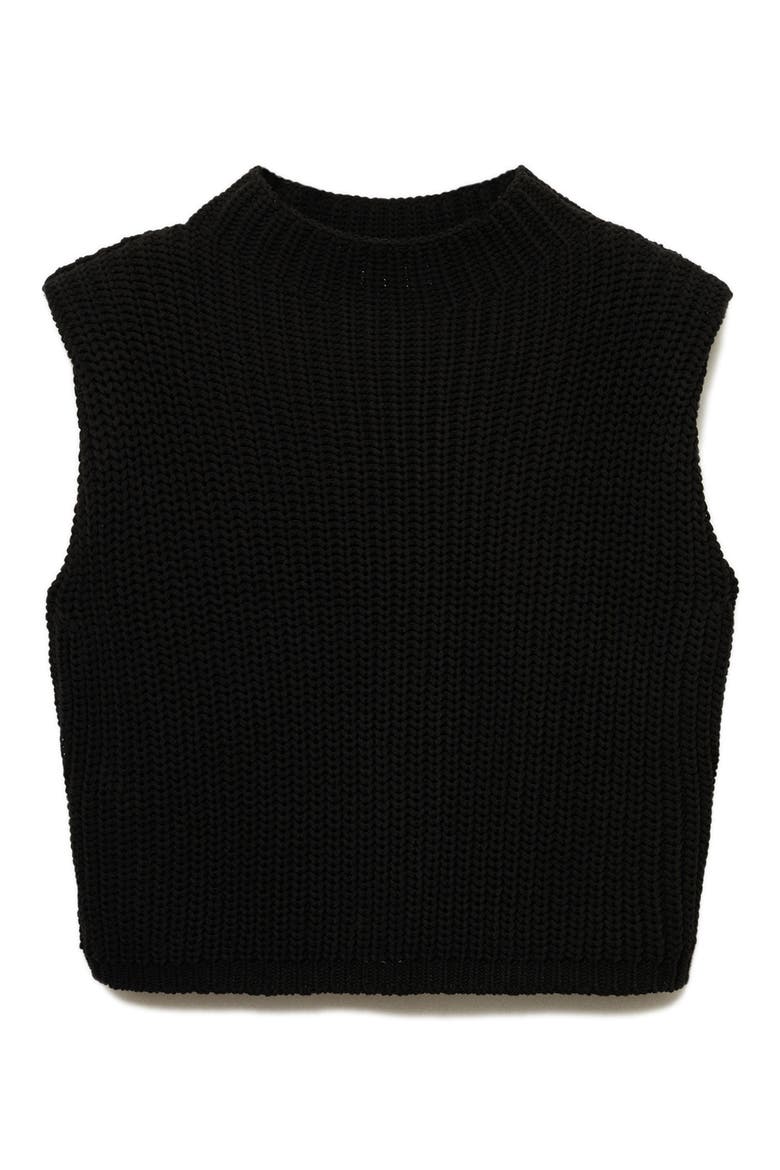 Shoulder Pad Sweater Vest, Alternate, color, BLACK