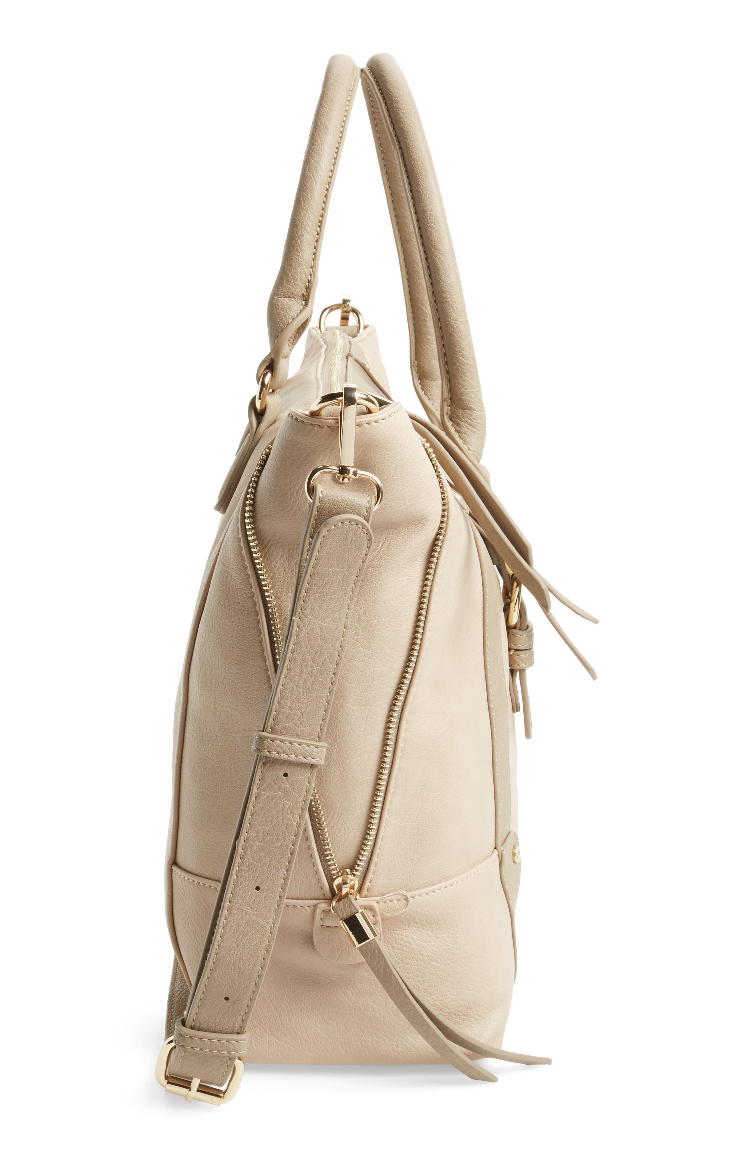 'Susan' Winged Faux Leather Tote, Alternate, color, TAUPE