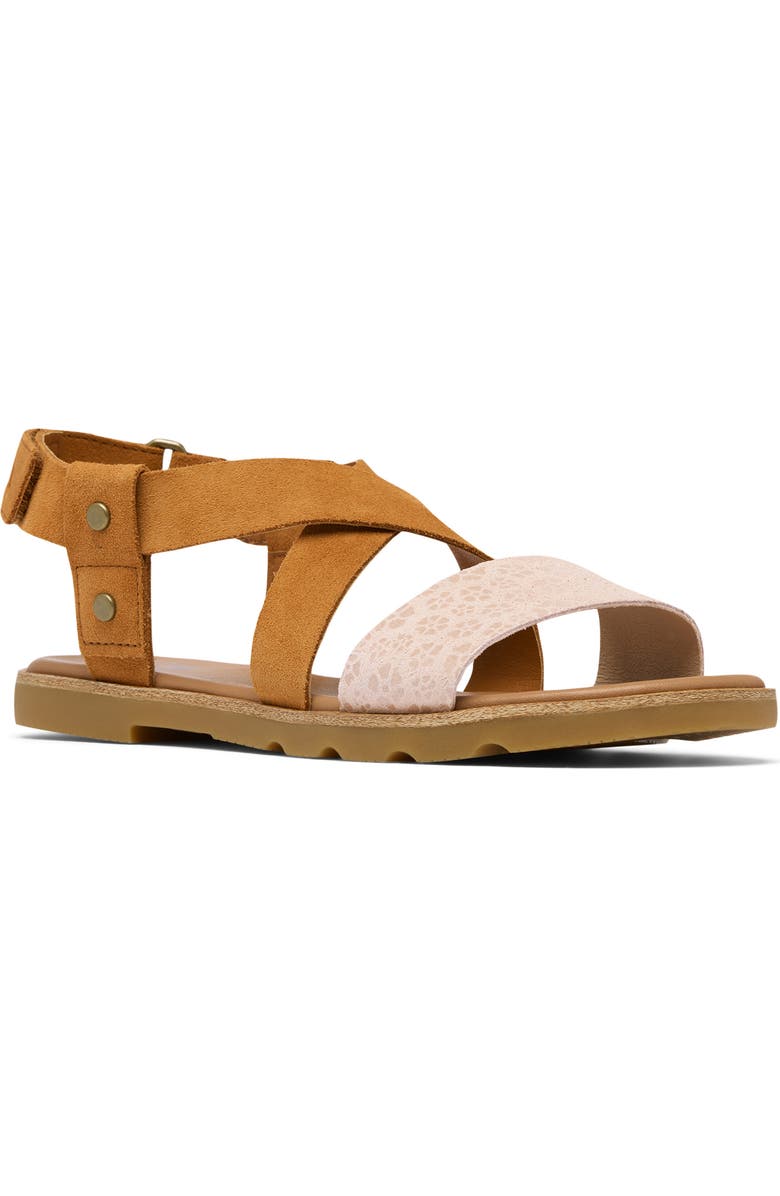 SOREL Ella III Crisscross Sandal, Main, color, Pearlescent/ Canyon Gold