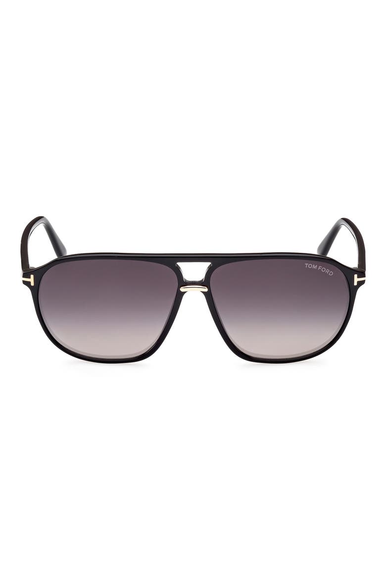 Bruce 61mm Navigator Sunglasses, Main, color, SHINY BLACK / SMOKE