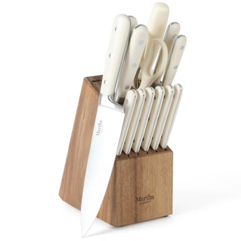 Eastwalk 14-Piece Forged Stainless Steel Knife Block Set with Acacia Wood Block