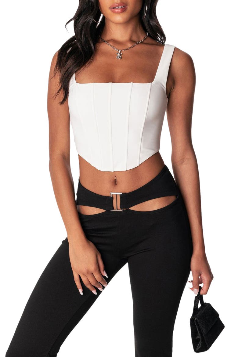 Isla Corset Crop Top, Main, color, WHITE