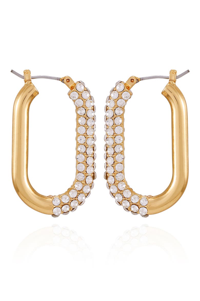 Pavé Crystal Hoop Earrings, Alternate, color, GOLDTONE4