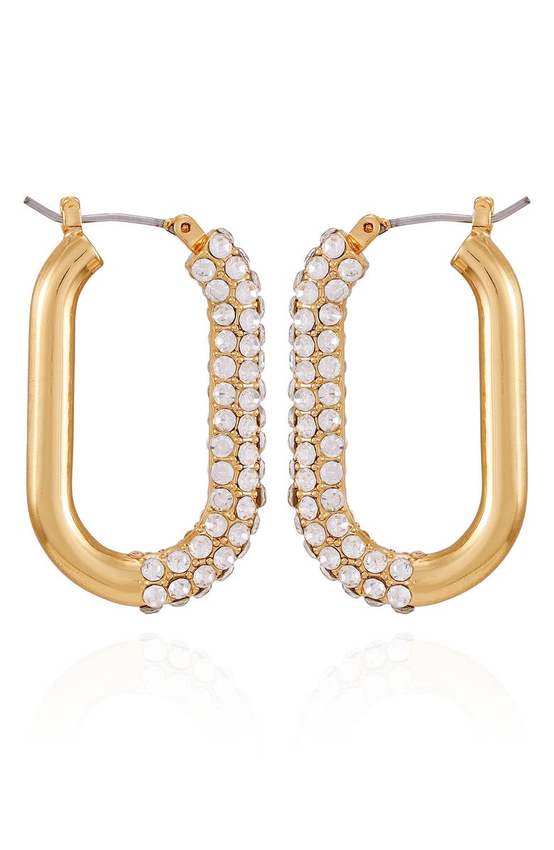 Vince Camuto Pavé Crystal Hoop Earrings, Alternate, color, Goldtone4
