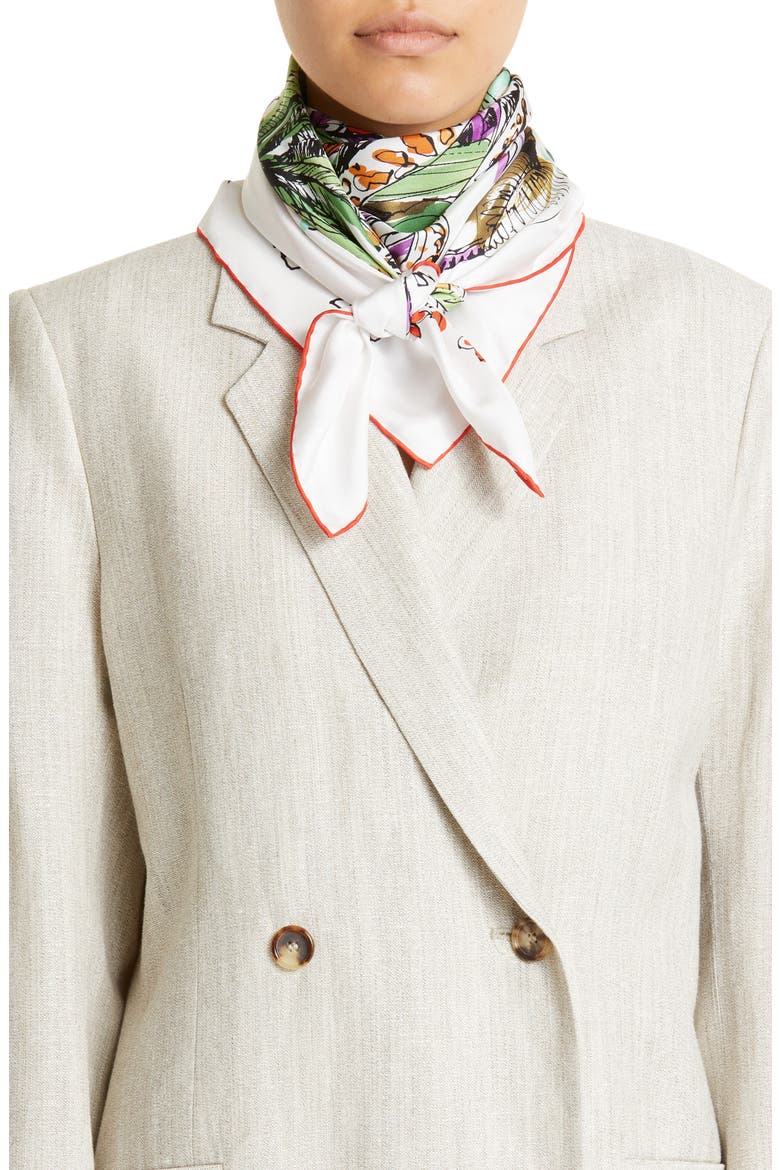 Jungle Print Square Silk Scarf, Alternate, color, MASCARPONE/ MULTICOLOR