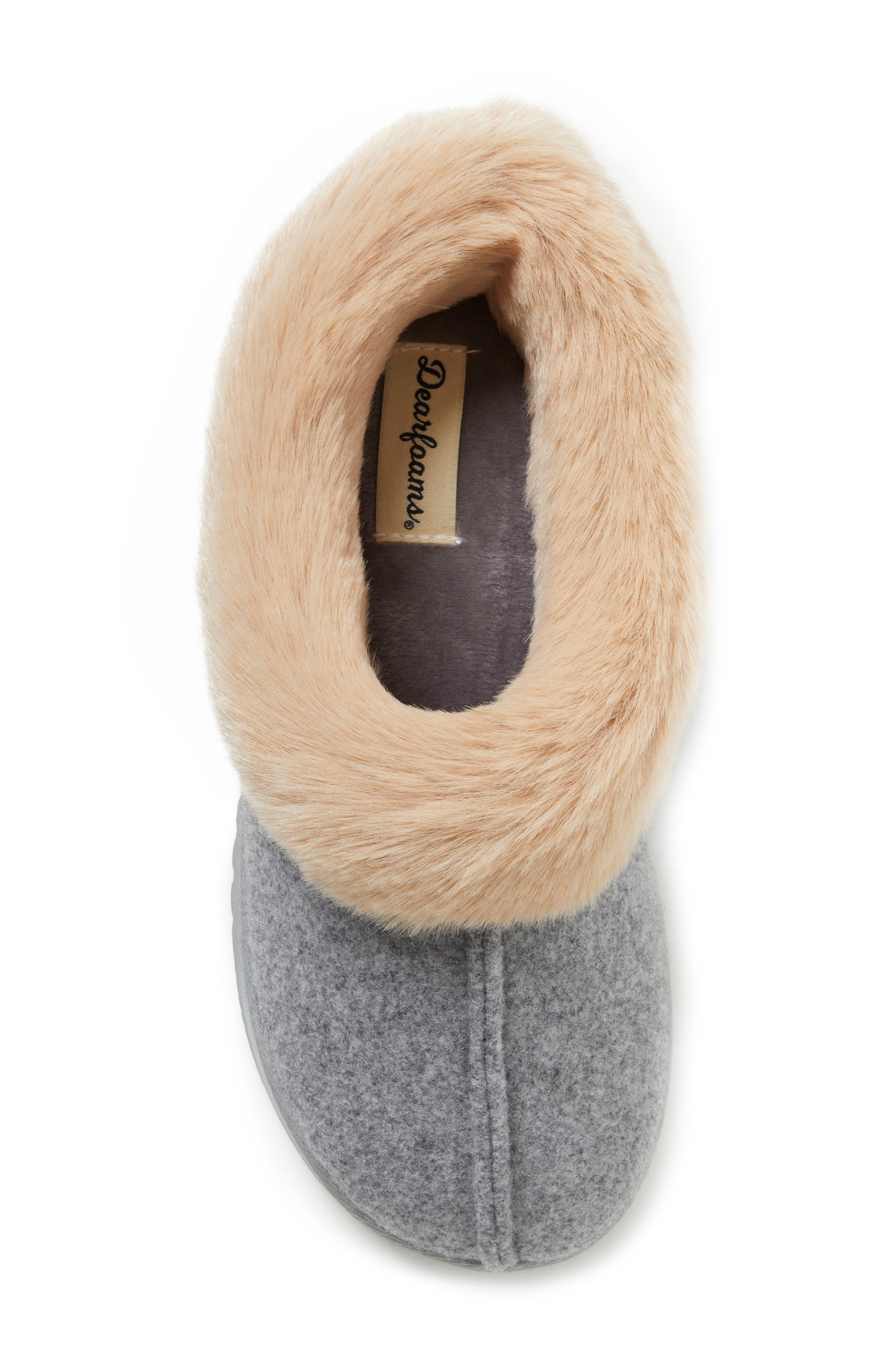 DEARFOAMS Chloe Faux Fur Trim Clog Slipper, Alternate, color, 