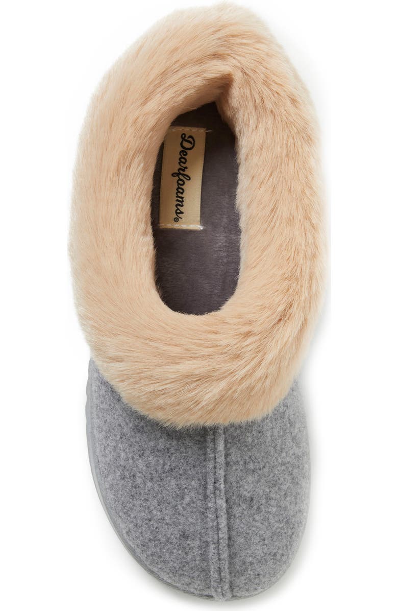 DEARFOAMS Chloe Faux Fur Trim Clog Slipper, Alternate, color,