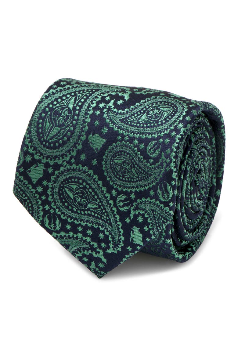 Yoda Paisley Silk Tie, Alternate, color, GREEN