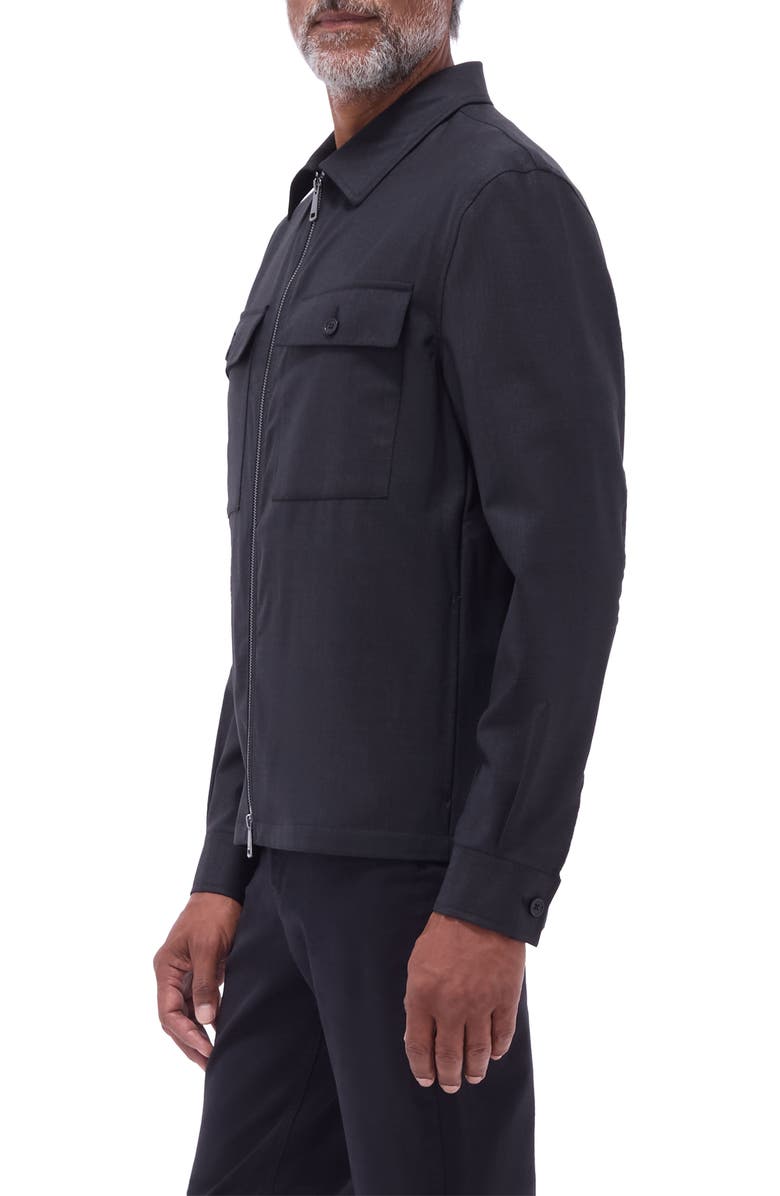 Bugatchi Stretch Wool Zip Shirt Jacket, Alternate, color, Black