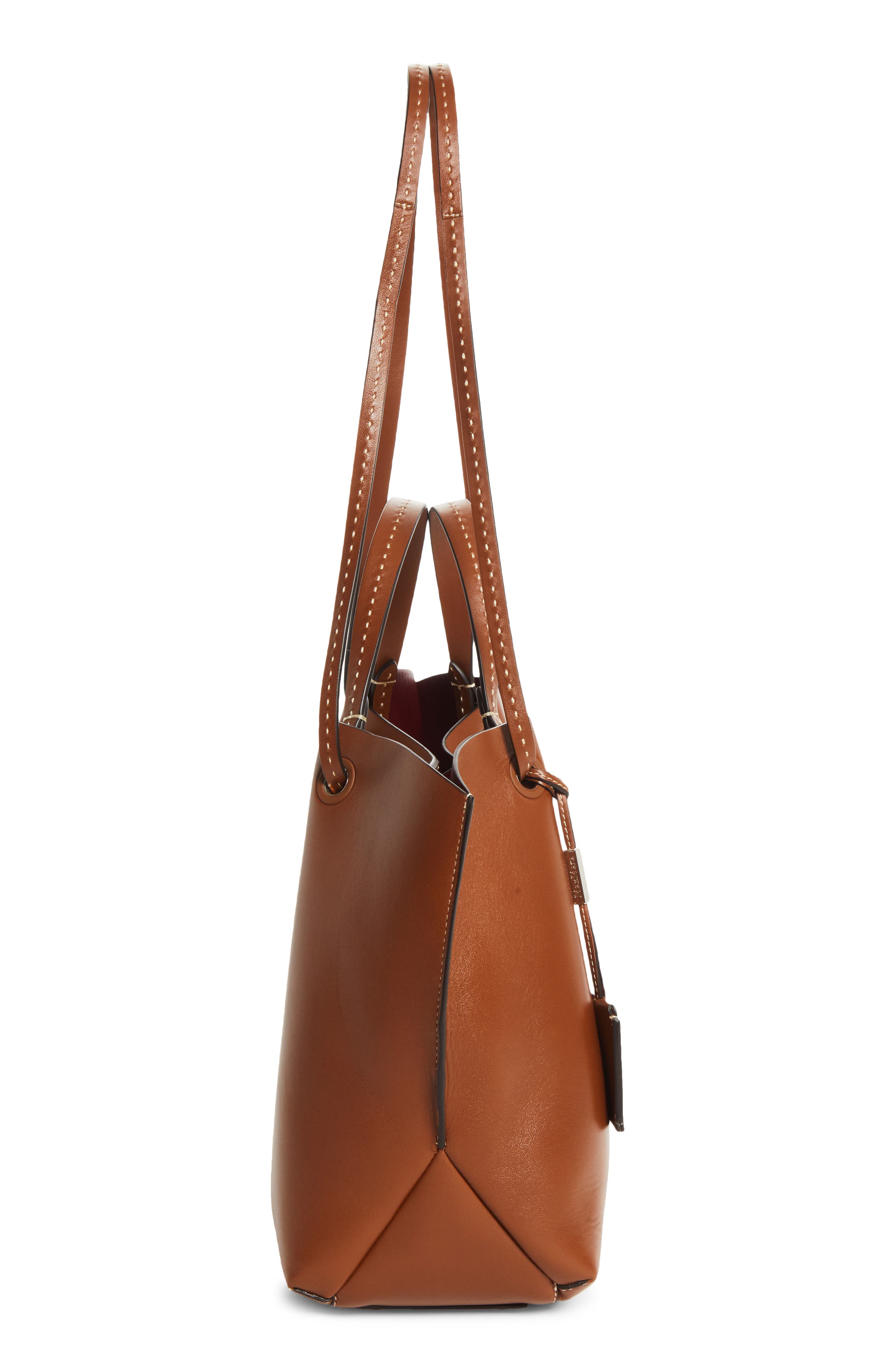 Max Mara Double Leather Shopper Tote, Alternate, color, Amber Brown