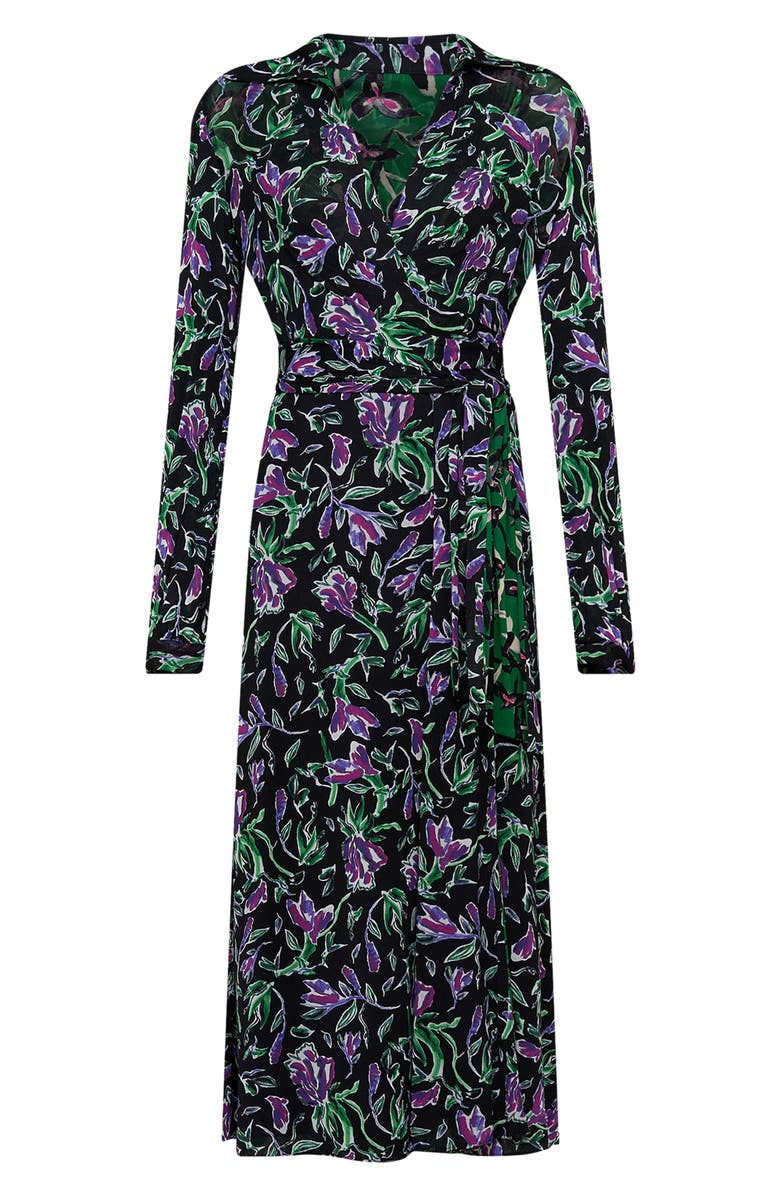 DVF Phoenix Floral Reversible Long Sleeve Wrap Dress, Alternate, color, 