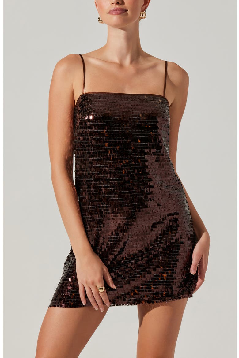 Porscha Sequin Minidress, Alternate, color, BROWN