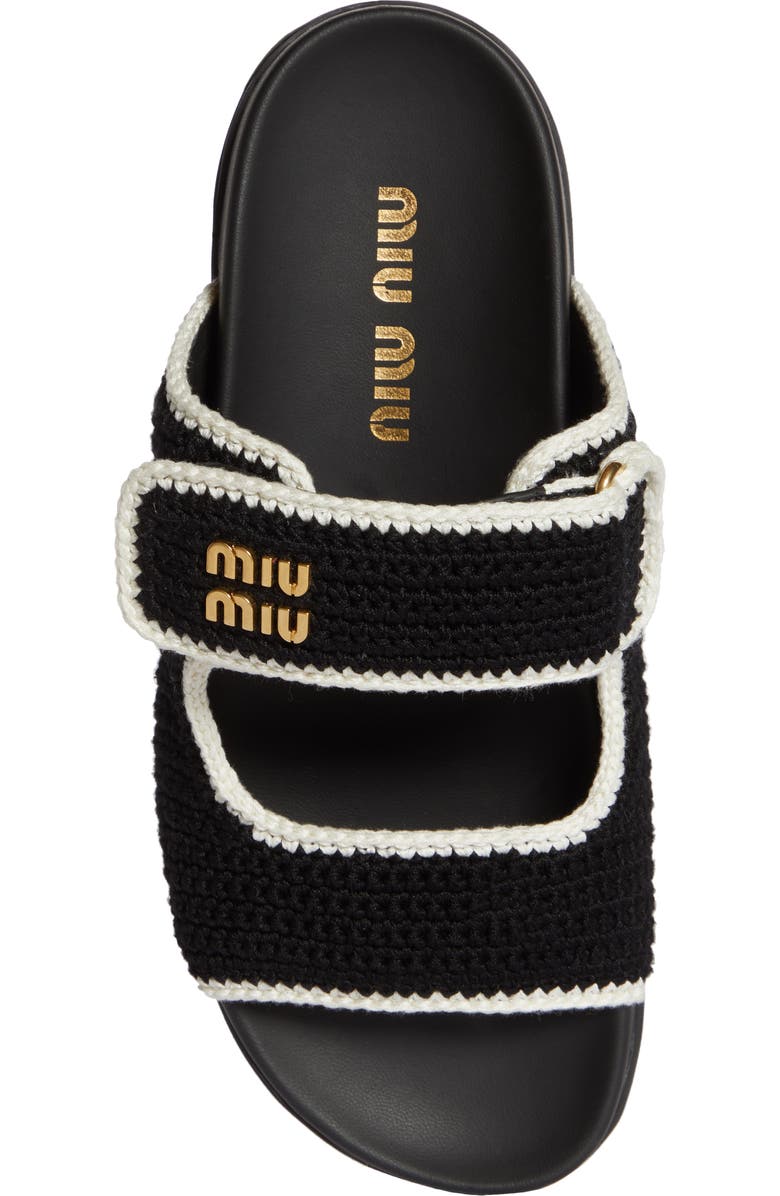 Miu Miu Crochet Double Band Slide Sandal, Alternate, color,