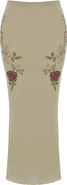 HOUSE OF CB Lailah Embroidered Floral Maxi Skirt