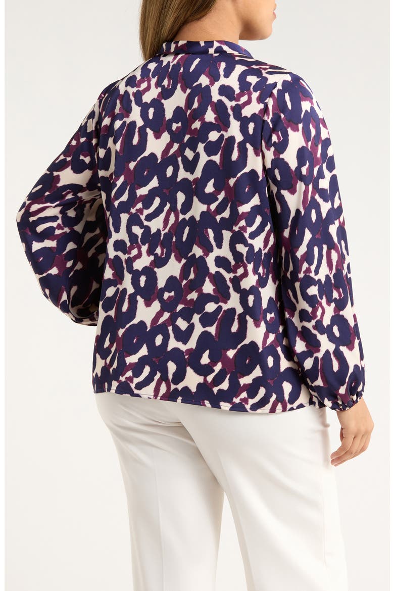 Leopard Print Bow Neck Satin Top, Alternate, color, PLUM LEOPARD