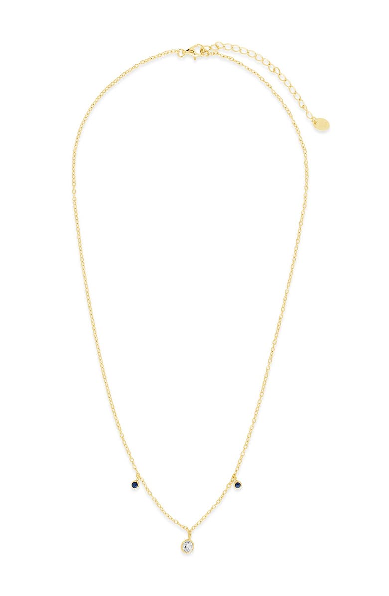 Sterling Forever 14K Gold Vermeil Plated Sterling Silver Blue Enamel & CZ Charm Necklace, Alternate, color, Gold