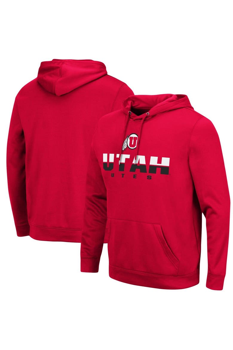 Men's Colosseum Red Utah Utes Lantern Pullover Hoodie, Main, color, Red